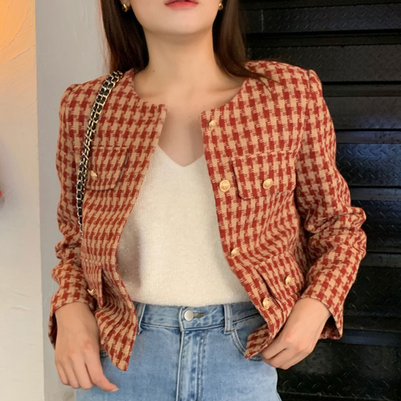 Veste courte en tweed à carreaux STYLEMOR