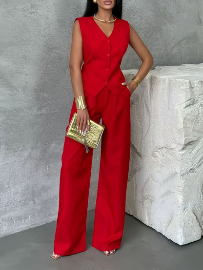 Ensemble gilet ajusté et pantalon fluide